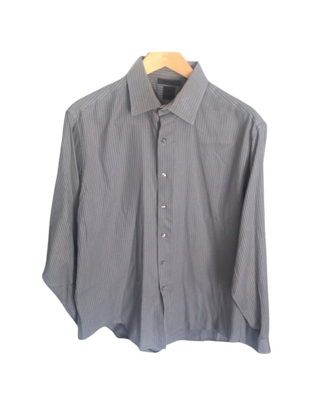 DKNY -MENS GREY STRIPPED BUTTON FRONT CLOSURE LONG SLEEVE 100%COTT SIZE X-LARGE